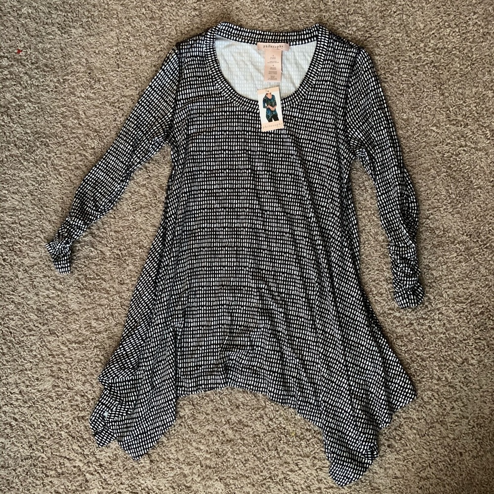 NWT Philosophy Tunic Shirt Black & White Small (S)